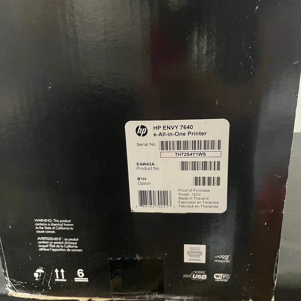 HP ENVY 7640 Printer Black Inkjet NEW Scanner Wireless Fax